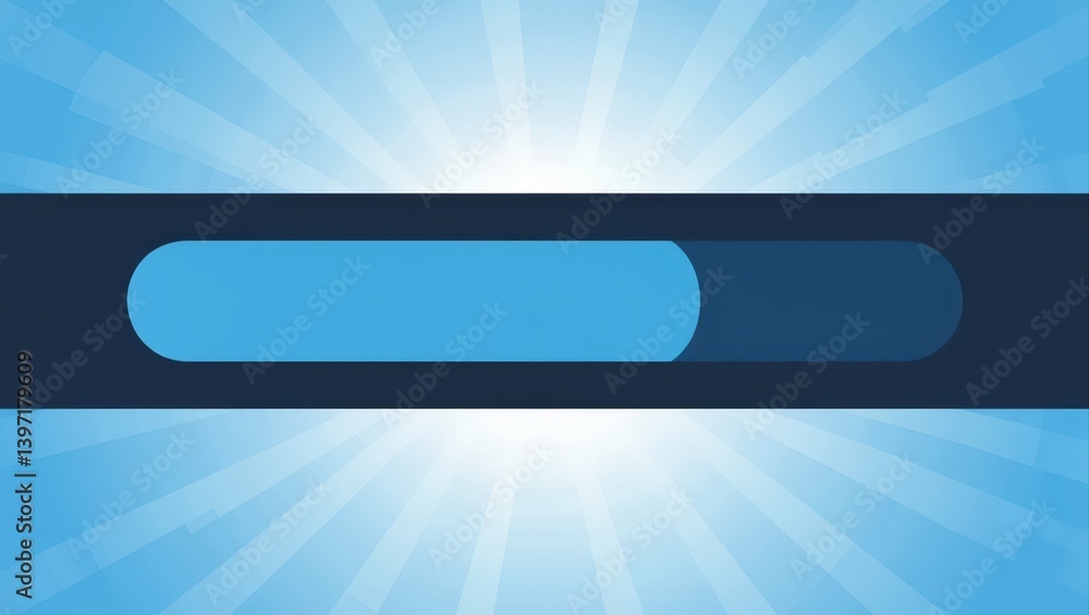 Poster a sleek, modern progress bar design in shades of blue, set against a soft radial background, suggest