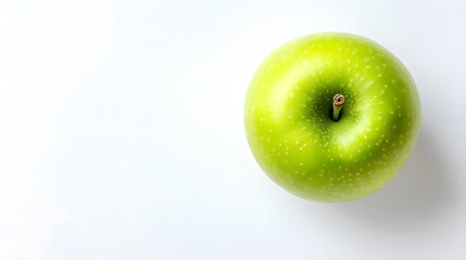 Vibrant Green Apple Captured from Above on White Background