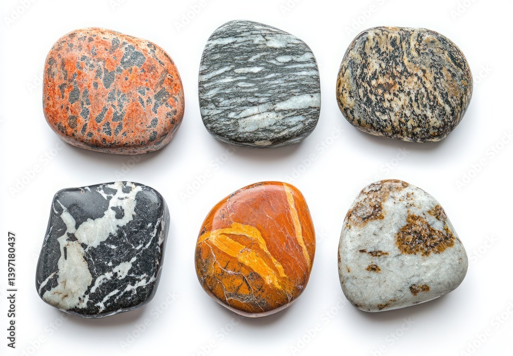 Aufkleber various colored smooth stones displaying unique textures and patterns suitable for creative projects