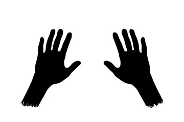 The image features a modern stop sign with a black silhouette of people's palms and a hand, all on a white background