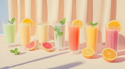 Fototapeta premium Vibrant Summer Drinks for Refreshing Warm Weather Enjoyment