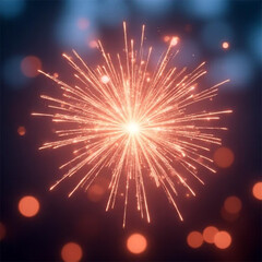 Obraz premium A breathtaking firework explosion illuminating the night sky with vibrant, warm-toned sparks and soft-focus bokeh.