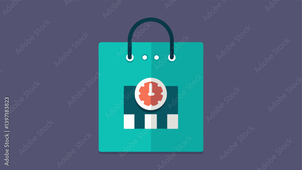 Poster shopping bag with timer a shopping bag icon with a large bold countdown timer overlaying it symboliz