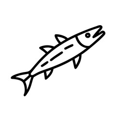 Barracuda fish vector illustration predatory sea animal outline drawing design icon