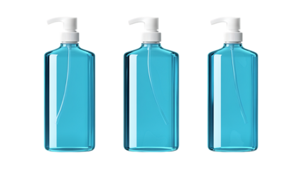 Pack of Sanitizer Bottle Set Against Transparent Background for Health or Hygiene Projects