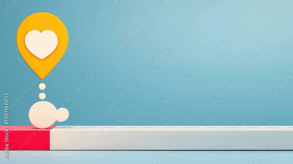 Poster successful project management timeline concept. colorful abstract design with heart-shaped marker an
