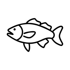 Illustration of a fish outline drawing for fishing and ocean life themed designs