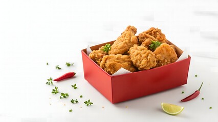 Fried chicken in a red box package