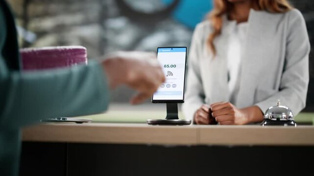 African American Woman Making Contactless Payment