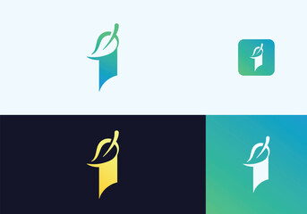 Letter I and Leaf logo design modern, and luxurious logo design