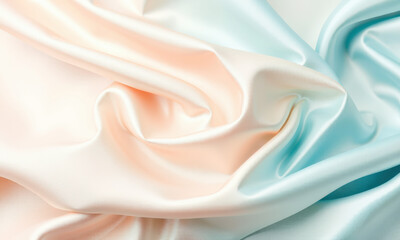 Fototapeta premium Luxurious satin fabric in soft pastel colors, showcasing smooth texture and elegant drape, perfect for fashion and interior design projects