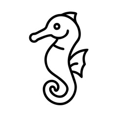 Seahorse outline vector drawing, sea animal illustration, marine life clip art design