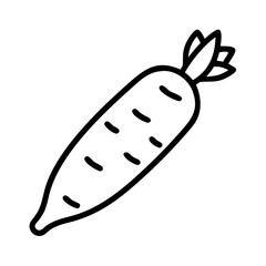 Outline drawing of a fresh carrot vegetable for healthy eating and cooking ideas
