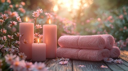 Rolling up towels and combining them with candles and flowers is a common practice in massage spa treatments that aim to provide a relaxing, healthy, and luxurious experience, often associated with