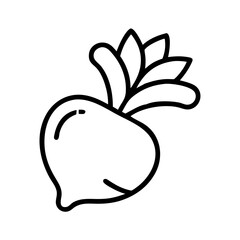 Outline drawing of a fresh turnip vegetable for healthy eating and vegan recipes