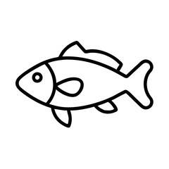 Fish outline vector drawing for coloring book page or logo design template use