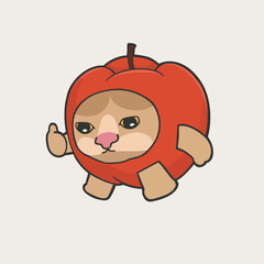 Apple Cat Meme Sticker T-shirt Vector Cute Illustration