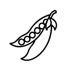 Outline illustration of fresh peas in a pod healthy food vector vegetable icon