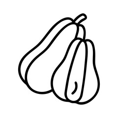 Rose apple vector illustration, outline drawing of exotic fruit, tropical food art