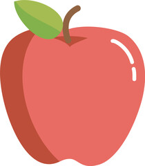 Fresh ripe red apple with leaf flat vector isolated design illustration hand drawn 