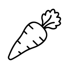 Outline drawing of a carrot vegetable for coloring pages and clip art projects
