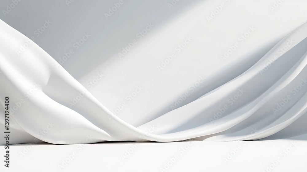 Poster elegant draping fabric display studio setting photography minimalist design white background