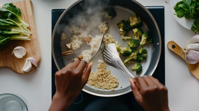 Person Preparing Low Carb Diabetic Friendly Meal with Fresh Ingredients