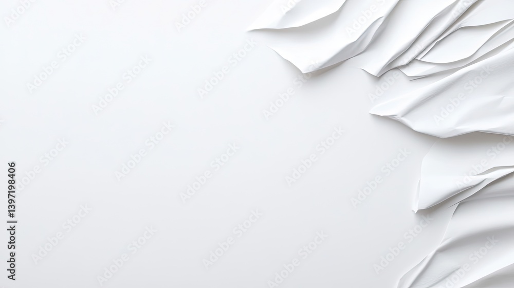 Poster dynamic creases and textures on crisp white background minimalist art studio setting modern aestheti