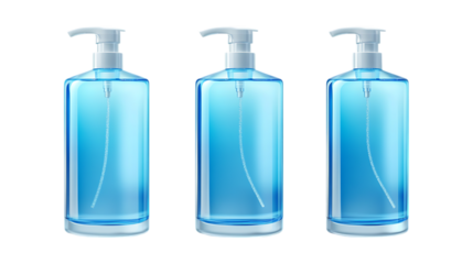 Pack of Sanitizer Bottle Set Against Transparent Background for Health or Hygiene Projects