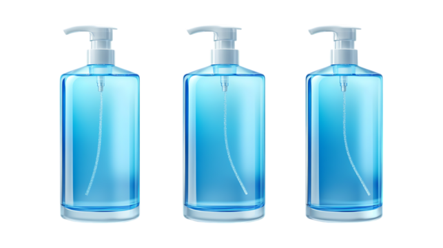 Pack of Sanitizer Bottle Set Against Transparent Background for Health or Hygiene Projects