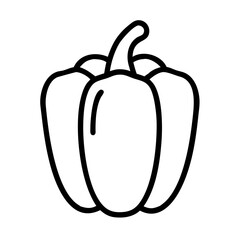 Outline drawing of bell pepper vegetable for food illustration and design needs