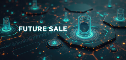 Advanced technology showcases holographic displays of virtual products in a digital marketplace setting, emphasizing future sales potential for collectibles and goods