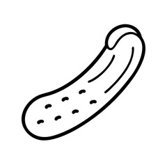 Outline drawing of a dill pickle vector illustration for food and recipe art