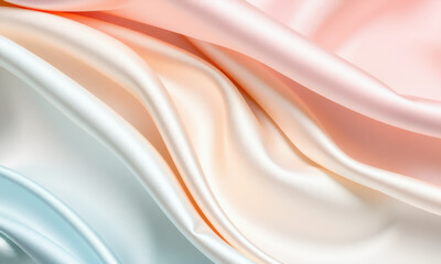 Luxurious satin fabric in soft pastel colors, showcasing smooth, flowing textures that evoke elegance and sophistication. Perfect for fashion and interior design projects