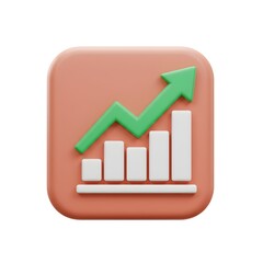 3D Render of  an Upward Trending Growth Graph Icon,  Illustrating Progress and Success in Business and Finance
