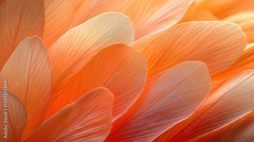 Poster close-up of delicate petals in soft peach and coral tones with textured details for nature and flora
