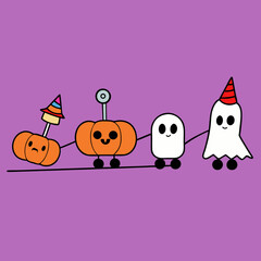 halloween pumpkin and ghost