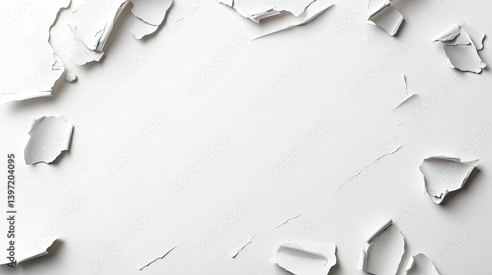 Poster torn paper art installation studio setting abstract design minimalist environment close-up view