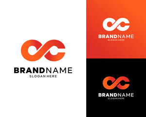 Letter OC Connection Loop Infinity Modern Gradient Colorful Vector Logo Design Illustration