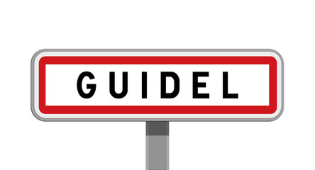 Panneau sur poteau de Guidel, Morbihan, Bretagne