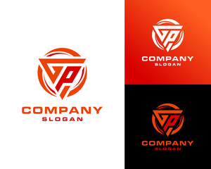 Letter GP Monogram Triangle Geometric Gaming Esports Masculine Vector Logo Design Illustration