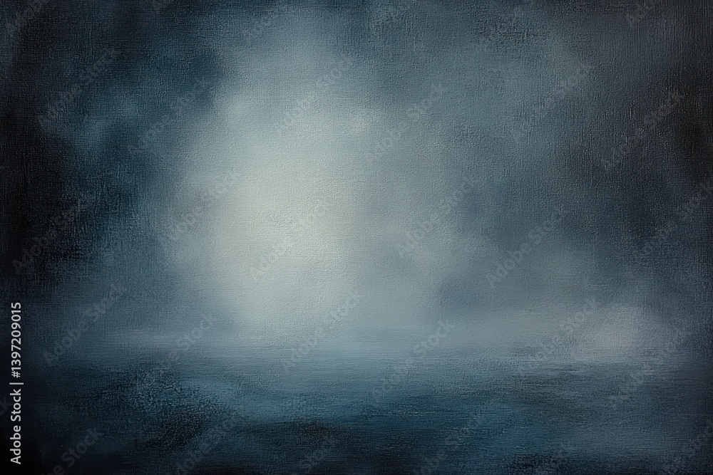 Poster abstract expressionist textured painting calm introspection grey blue tones soft vignette