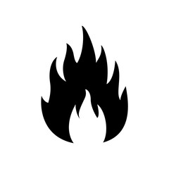 black flame icon. simple fire silhouette isolated on white background. black fire icon	