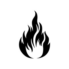 black flame icon. simple fire silhouette isolated on white background. black fire icon	