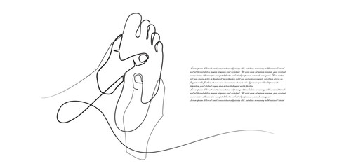 Foot Massage Continuous Line Art Vector Illustration