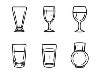 Glass black line art on white background