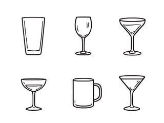 Glass black line art on white background
