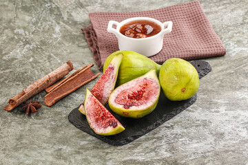 Tropical exotic green fig with cut