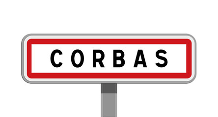 Panneau sur poteau de Corbas, Rhône, Auvergne-Rhône-Alpes