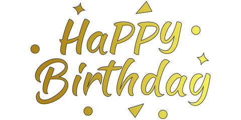Golden Happy Birthday Typography with Festive Decorations